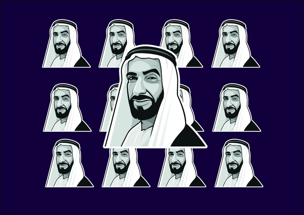 Black and white Sheikh Zayed sticker for phones